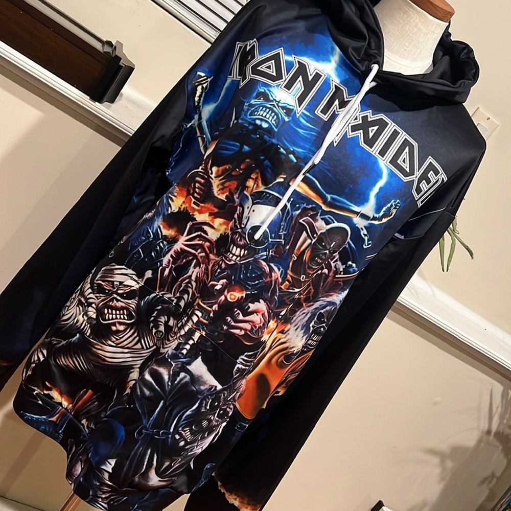 Black Iron Maiden hoodie with front and back graphics size XXL - Picture 2 of 13